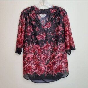 Vintage Myers Lang Marquis floral blouse semi sheer